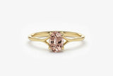 0.9ct Engagement Ring Oval Cut Peach Morganite Solitaire 14k Yellow Gold Finish