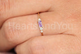 0.5ct Baguette Cut Simulated Amethyst Cluster Minimal Ring 14k Rose Gold Plated