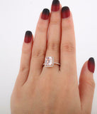 2ct Emerald Cut Peach Morganite Diamond Halo Engagement Ring 14k RoseGold Finish