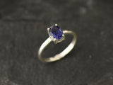 0.8ct Engagement Ring Oval Cut Blue Tanzanite Solitaire 14k White Gold Finish