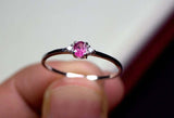 0.3ct Engagement Ring Oval Cut Pink Ruby Trilogy Minimalist 14k WhiteGold Finish