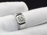 2ct Round Diamond Solitaire with Accent Men Engagement Ring 14k WhiteGold Finish