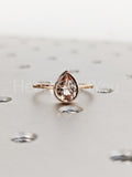 1ct Pear Cut Simulated Morganite Bezel Set Solitaire Ring 14k Yellow Gold Plated