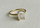 1.6ct Emerald Cut Diamond Engagement Ring Classic Solitaire 14k Yellow Gold Over