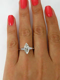 4ct Marquise Diamond Trilogy Engagement Ring 14K White Gold Over Baguette Accent