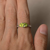 2ct Trillion Cut Green Peridot Two Stone Engagement Ring 14k White Gold Finish