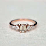 1.3ct Emerald Cut Simulated Peach Morganite Five Stone Ring 14K Rose Gold Plated