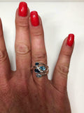 2.2ct Pear Cut London Blue Topaz Water Drop Cocktail Ring 14k White Gold Finish