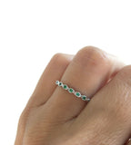 1Ct Round Cut Green Emerald Dainty Minimalist Wedding Band 14K White Gold Finish