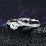 1.9ct Round Cut Diamond Engagement Ring 14k White Gold Finish Women Bridal Set