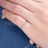 0.4ct Round Cut Simulated Sapphire Minimalist Wedding Band 14k White Gold Plated