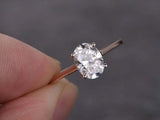 1.5ct Oval Cut Diamond Engagement Ring 4 Prong Solitaire 14k Rose Gold Finish