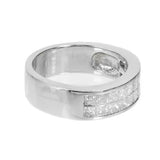1.5ct Princess Cut Diamond Two Row Wide Wedding Ring Band 14k White Gold Finish