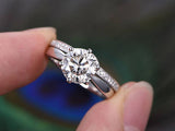 2ct Round Cut Diamond Wedding Bridal Set Engagement Ring 14k White Gold Finish