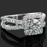 2.24ct Round Cut Diamond Engagement Ring Split Shank Halo 14k White Gold Finish