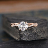 0.9ct Round Cut Diamond Infinity Solitaire Engagement Ring 14k Rose Gold Finish