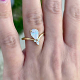 1.5ct Engagement Ring Pear Cut Diamond Curved Chevron Women 14k Yellow Gold Over
