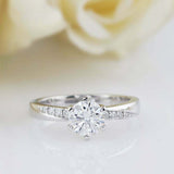1.6ct Round Cut VVS1D Diamond Ring Solitaire with Accents 14k White Gold Finish