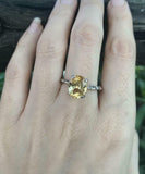 1.2ct Oval Cut Yellow Sapphire Engagement Ring Solitaire 14k White Gold Finish