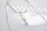 0.5ct Baguette Simulated Diamond Vertical Bar Pendant Chain 14k WhiteGold Plated