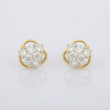 1.45ct Stud Earrings Princess Round Cut Diamond Cluster 14k Yellow Gold Finish