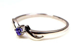 0.2ct Engagement Ring Round Cut Blue Tanzanite Solitaire 14k White Gold Finish