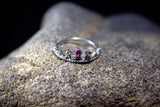 0.2ct Engagement Ring Round Cut Pink Ruby Princess Crown 14k White Gold Finish