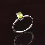 0.5ct Engagement Ring Oval Cut Green Peridot Solitaire 14k White Gold Finish