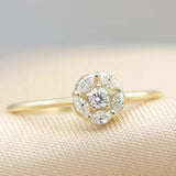 0.15ct Round Cut Moissanite Cluster Minimalist Women Ring 14k Yellow Gold Plated