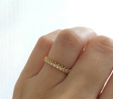 1Ct Round Cut DVVS1 Diamond Petite Vintage Eternity Band 14K Yellow Gold Finish