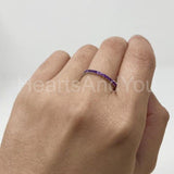 0.5ct Round Cut Simulated Amethyst Anniversary Wedding Band 14k WhiteGold Plated