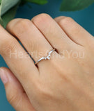 0.5ct Pear Simulated Diamond Crown Minimalist Wedding Band 14k White Gold Plated