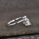 1.5ct Engagement Ring Baguette Cut Diamond Art Deco Crown 14k White Gold Finish