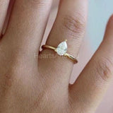 0.4ct Pear Simulated Diamond Solitaire Engagement Ring 14k Yellow Gold Plated