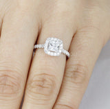 2.2ct Princess Cut Simulated Diamond Halo Engagement Ring 14k White Gold Plated