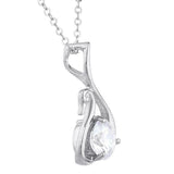 1ct Diamond Pendant Chain Round Cut Brilliant Swan Design 14k White Gold Finish