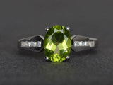 2.3ct Engagement Ring Oval Cut Green Peridot Diamond Accent 14k White Gold Over