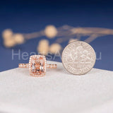2ct Cushion Cut Simulated Peach Morganite Accented Halo Ring 14k RoseGold Plated