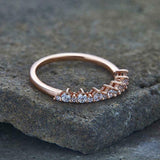 0.45ct Wedding Band Round Diamond Stackable Petite Minimal 14k Rose Gold Finish