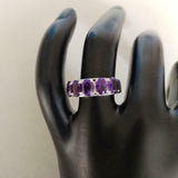 2.6ct Wedding Ring Band Oval Cut Purple Amethyst Five Stone 14k WhiteGold Finish