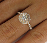 5Ct Round Cut Diamond Accent Dual Halo Solitaire Ring 14K Rose Gold Finish