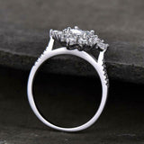 2.4ct Engagement Ring Oval Cut Diamond Sunburst Ballerina 14k White Gold Finish