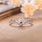 1ct Round Cut Simulated Morganite Crown Engagement Ring 14k White Gold Plated