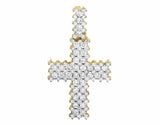 2ct Round Cut VVS1 Diamond Martini Cross Pendant 14k Yellow Gold Finish NO CHAIN