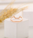 0.15ct Round Cut Moissanite Curved Minimalist Wedding Band 14k Rose Gold Plated