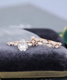 2.2ct Pear Simulated Diamond Half Eternity Band Trio Set 14k Rose Gold Plated