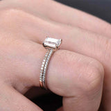 1.5ct Emerald Cut VVS1D Diamond Engagement Ring Bridal Set 14k Dual Gold Finish