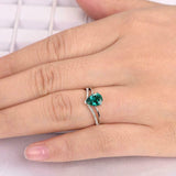 1.5ct Pear Cut Emerald Engagement Ring Split Shank Solitaire 14k White Gold Over