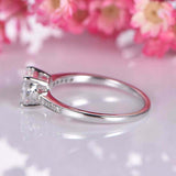 1.5ct Oval Cut Diamond Engagement Ring East West Solitaire 14k White Gold Finish