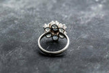 2.8ct Engagement Ring Round Blue Aquamarine Floral Cluster 14k White Gold Finish
